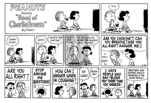 Peanuts on Sunday June 26, 1983 Comic Strip