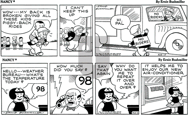 Nancy on Monday August 15, 1955 Comic Strip