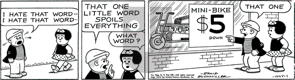 Nancy on Thursday July 1, 1971 Comic Strip