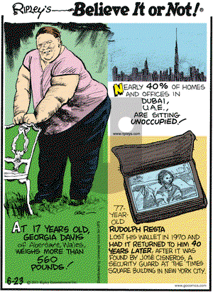 Ripley's Believe It or Not - Thursday June 23, 2011 Comic Strip