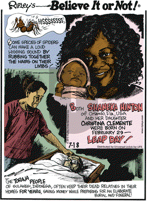 Ripley's Believe It or Not on Wednesday July 18, 2012 Comic Strip