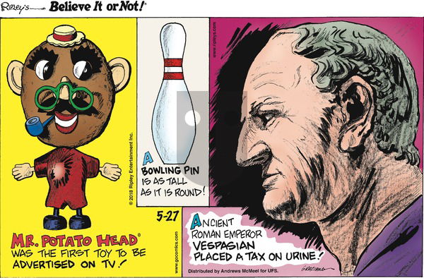 Ripley's Believe It or Not on Sunday May 27, 2018 Comic Strip