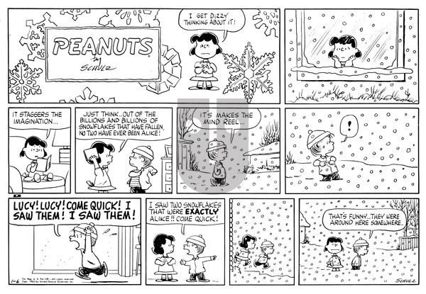 Peanuts on Sunday January 6, 1963 Comic Strip