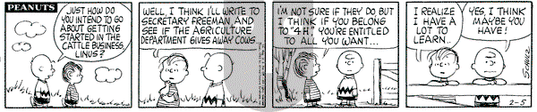 Peanuts on Tuesday February 5, 1963 Comic Strip