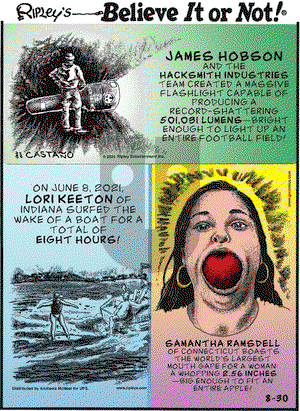 Ripley's Believe It or Not on Monday August 30, 2021 Comic Strip
