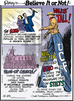 Ripley's Believe It or Not on Saturday October 25, 2008 Comic Strip