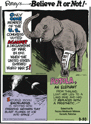 Ripley's Believe It or Not on Thursday September 30, 2010 Comic Strip
