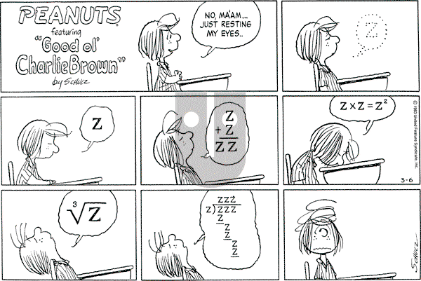 Peanuts - Sunday March 6, 1983 Comic Strip