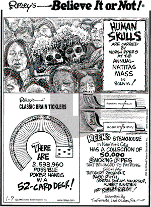 Ripley's Believe It or Not on Saturday January 7, 2006 Comic Strip