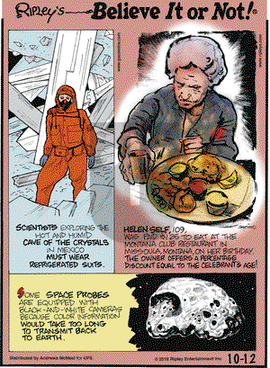 Ripley's Believe It or Not on Friday October 12, 2018 Comic Strip