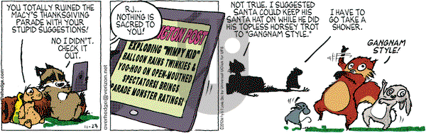 Over the Hedge on Friday November 23, 2012 Comic Strip
