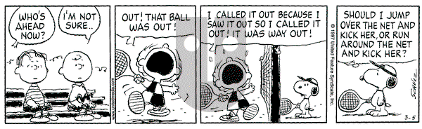 Peanuts on Wednesday March 5, 1997 Comic Strip