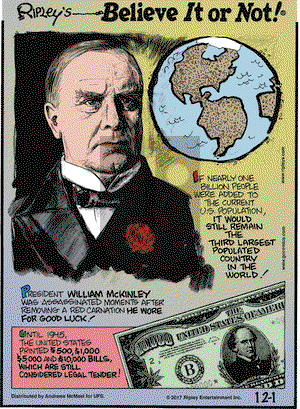 Ripley's Believe It or Not on Friday December 1, 2017 Comic Strip