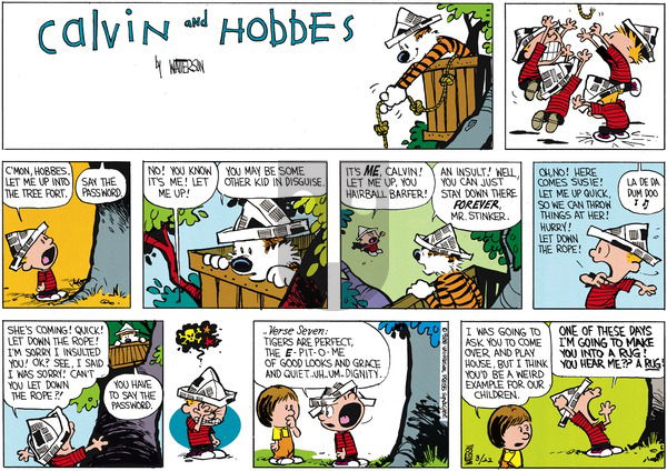Calvin and Hobbes on Sunday May 1, 1988 Comic Strip