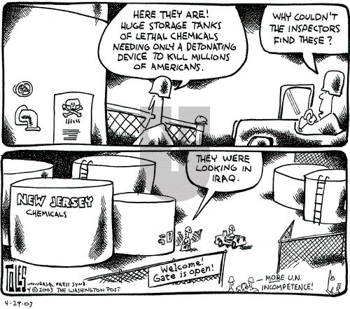 Tom Toles on Tuesday April 29, 2003 Comic Strip