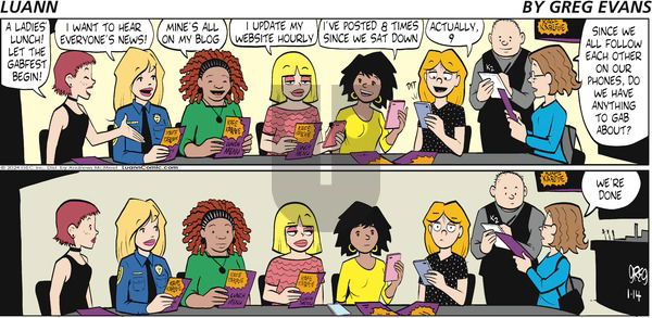 Luann - Sunday January 14, 2024 Comic Strip