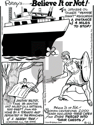 Ripley's Believe It or Not on Thursday September 3, 1998 Comic Strip