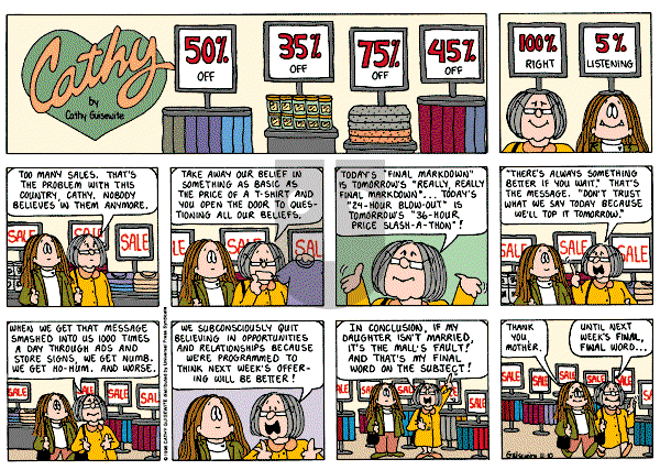 Cathy Classics - Sunday November 10, 1996 Comic Strip