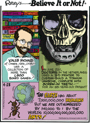 Ripley's Believe It or Not on Saturday April 28, 2012 Comic Strip