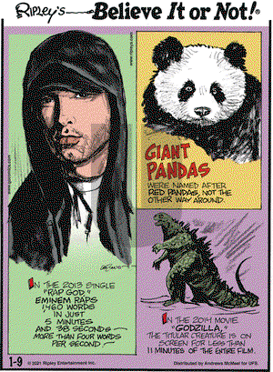Ripley's Believe It or Not on Saturday January 9, 2021 Comic Strip