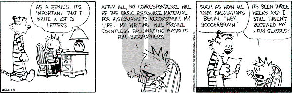 Calvin and Hobbes - Wednesday November 8, 1995 Comic Strip