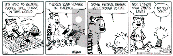 Calvin and Hobbes on Thursday November 27, 1986 Comic Strip