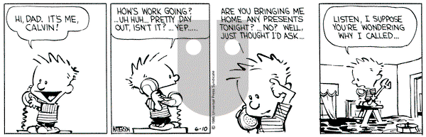 Calvin and Hobbes on Monday June 10, 1991 Comic Strip