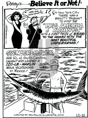 Ripley's Believe It or Not on Tuesday December 10, 2002 Comic Strip