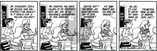Doonesbury on Saturday September 24, 1977 Comic Strip