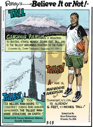 Ripley's Believe It or Not on Monday March 15, 2010 Comic Strip