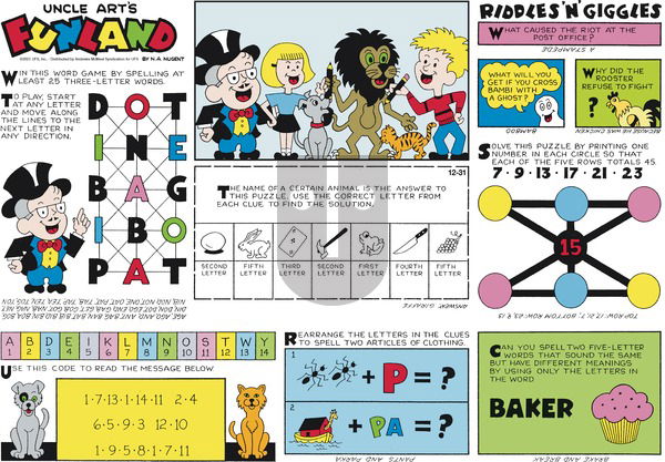 Uncle Art's Funland on Sunday December 31, 2023 Comic Strip