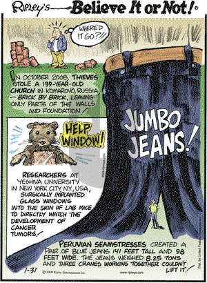Ripley's Believe It or Not on Saturday January 31, 2009 Comic Strip