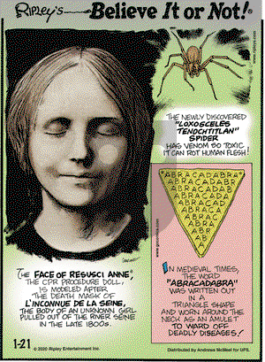 Ripley's Believe It or Not on Tuesday January 21, 2020 Comic Strip