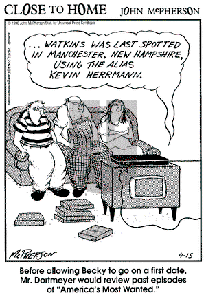 Close to Home on Monday April 15, 1996 Comic Strip