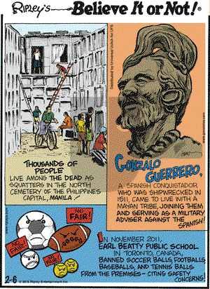 Ripley's Believe It or Not on Monday February 6, 2012 Comic Strip
