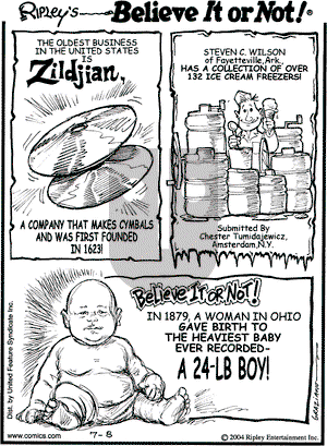 Ripley's Believe It or Not on Thursday July 8, 2004 Comic Strip