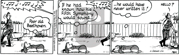 Fred Basset on Tuesday September 11, 2001 Comic Strip
