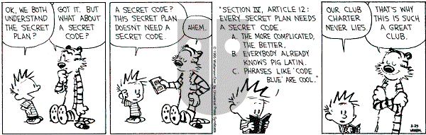 Calvin and Hobbes - Wednesday March 29, 1995 Comic Strip