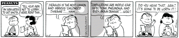 Peanuts on Thursday January 5, 1967 Comic Strip