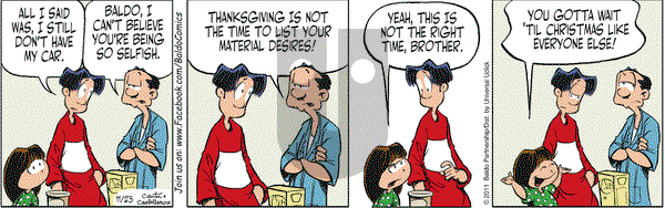 Baldo on Wednesday November 23, 2011 Comic Strip