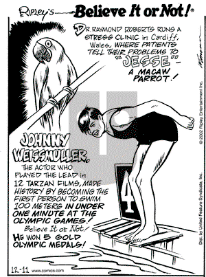 Ripley's Believe It or Not on Wednesday December 11, 2002 Comic Strip