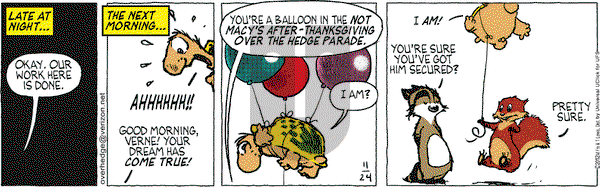 Over the Hedge on Saturday November 24, 2012 Comic Strip