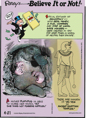 Ripley's Believe It or Not on Wednesday April 21, 2021 Comic Strip