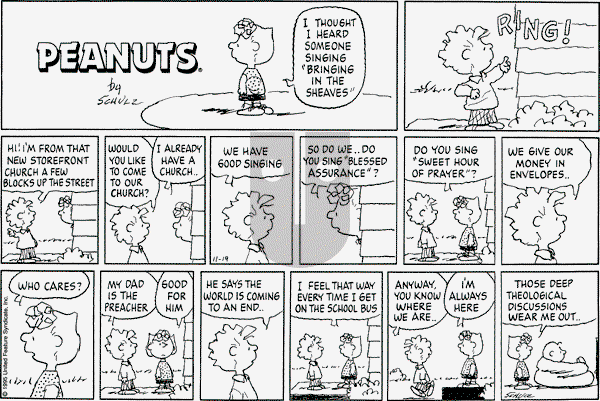 Peanuts - Sunday November 19, 1995 Comic Strip