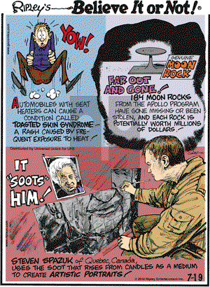 Ripley's Believe It or Not on Thursday July 19, 2012 Comic Strip