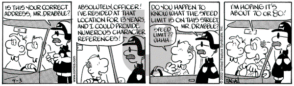 Drabble on Wednesday April 3, 2002 Comic Strip