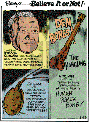Ripley's Believe It or Not on Thursday March 24, 2011 Comic Strip