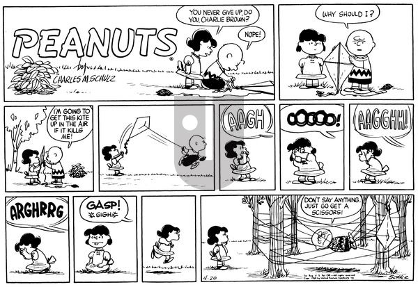 Peanuts on Sunday April 20, 1958 Comic Strip