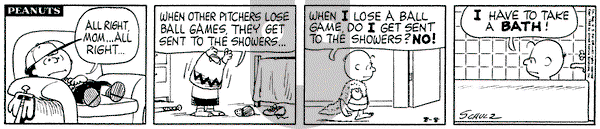 Peanuts on Thursday August 8, 1963 Comic Strip