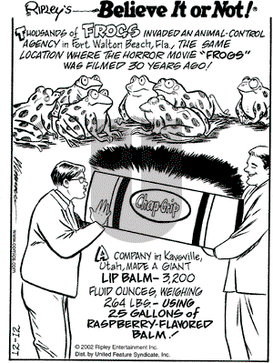 Ripley's Believe It or Not on Thursday December 12, 2002 Comic Strip
